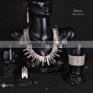 Ring Earring Bracelet Necklace Authentic Turkish Ottoman Jewelery Set Made in Turkey