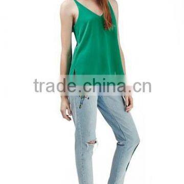 Ladies Double Strap V-Back Fancy Spaghetti Strap Camisole Tops photo-5