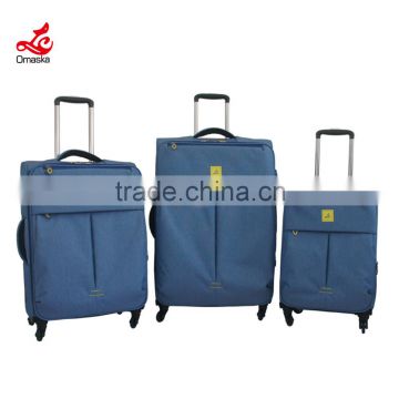 Best selling travel luggage decent unique nylon fabric luggage with four wheels