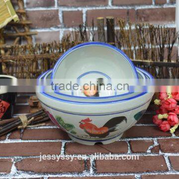 Japanese Stretched Noodles Bowl With Rooster Decoration dinnerware