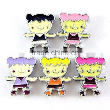 2015 DIY Enamel Colorful Girls 8mm Slide Charms Cartoon Beads Wholesale