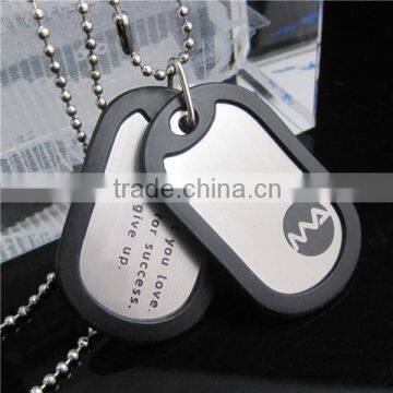 Rubber Case Etched Stainless Steel Dog Tag / America Company Logo Metal Dog Tag