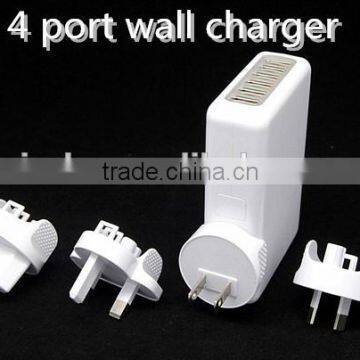 4 port usb wall charger with led for Apple wih AU EU US UK plug