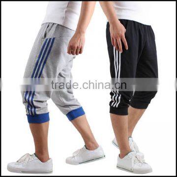 both sides with stripe 100%cotton mens short pants 3/4 pants and half pants with low price