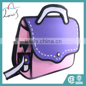 newest creative 3D comic cartoon sling school 3D handbag 3D bag