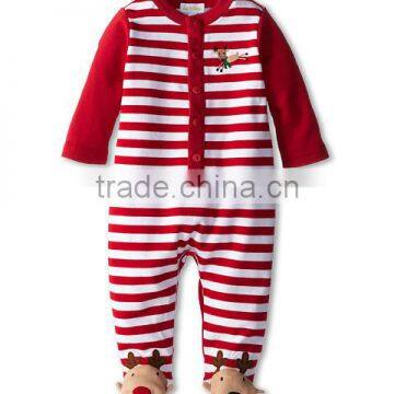 Red Cute Elk Style Striped Romper Baby Unisex Of Baby Clothes