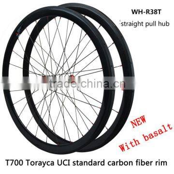 2014 high quality 38mm tubular cheap Chinese carbon wheels in bicycle wheel WH-R38T for sale