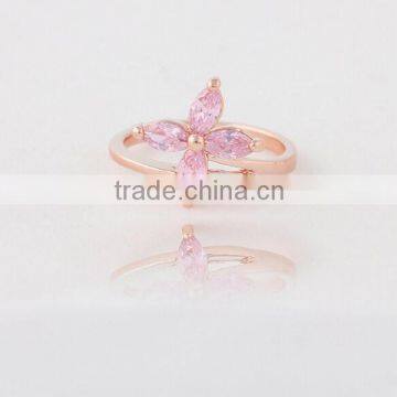 New Design Pink Stone Finger Ring Butterfly Finger Ring Sexy Ladies Ring Fashion Jewelry