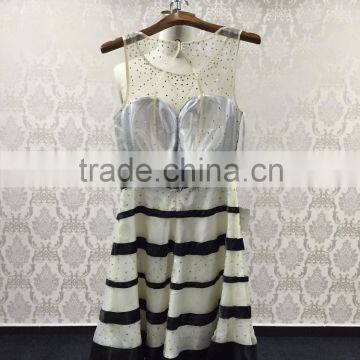 Customize Fashion Sexy Illusion Backless Strapless Short Frock Dress