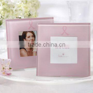 Nice warm pink glass photo frame coaster, glass pads, table mats for cure gift