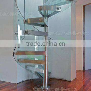 Modern glass stainless steel spiral stairs