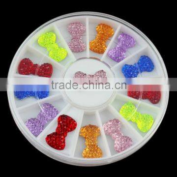 2015 hot selling colorful bow UV gel nail art decoration sticker