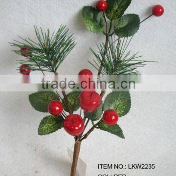 high quality newest special artificial holly leaf and foam red berry pick 10" branches pick for chrismas home decoration pick