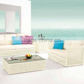 French style elegant fabric valencial modular white cane ratan sofa chairs set