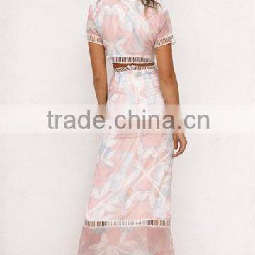 Latest Floral Print Dress Fashion Dress Two Piece of Maxi Dress for Women photo-3