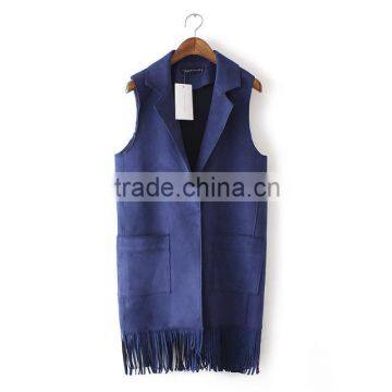 Wholesale Clothing Contemporary Fringed Faux Suede Tassel Vest photo-3