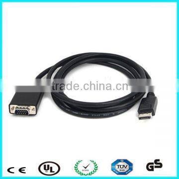 180cm black dp cable male to male dp to vga