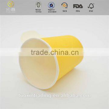 yellow single wall paper cup with handle