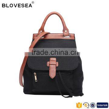 Casual preppy look style backpack handbag with drawstring women canvas backpack