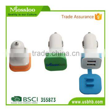 Input 12V 24V DC Output 5V 2.1A Double Usb Ports PVC Car Charger adapter