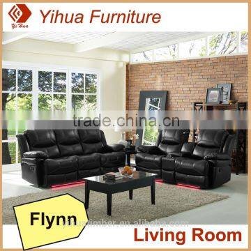 Yihua American Style Living Room Flynn Led Light Leather Sofa