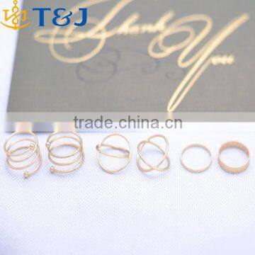 6 Pcs 2016 Wholesales Jewelry For Women Girls Fashion Rings Gold Plated Wedding Ring Set