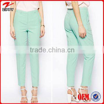 2016 New design sexy high waist small leg mint green crepe lady pants/fashionable bodycon fit office leggings                        
                                                Quality Choice