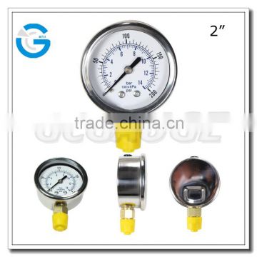 High quality 2.5 inch stainless steel brass internal 200 psi pressure gauge