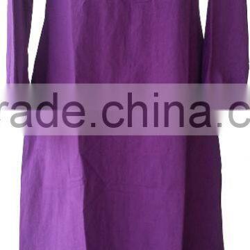 abaya with concealed front button with gather sleeves and frill neck