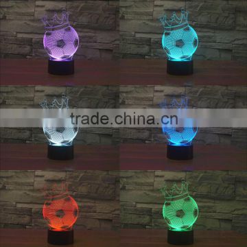 3D Optical Night Light Crown Football 7 RGB Light Colors 10 LEDs AA Battery or DC 5V Mixed Lot