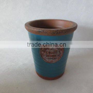 Blue glaze finish Terracotta flower pot