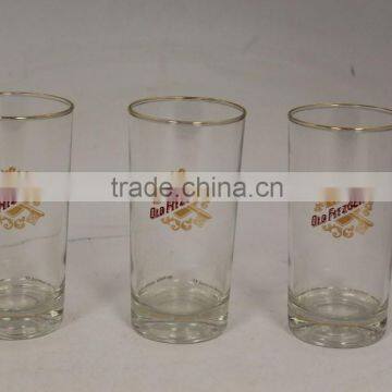 Pair of 3 gold rim custom design collins glass