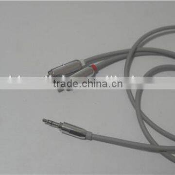 Siliver Plated 3.5mm Jack to Twin/2 Phono Cable Lead GOLD Metal Shell Cabletolink Top Quality