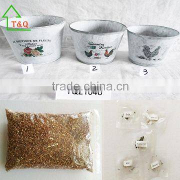 Set of 3 Shabby Chic Flower and Garden Metal Planters Pots