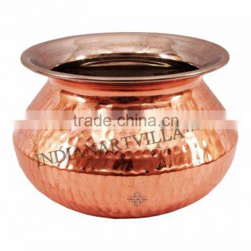 Steel Copper Punjabi Serving Handi 450 ML - Serving Dish Curry Tableware Home Hotel Restaurant