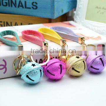 7 Color Christmas Bell Keychain Pu Leather Key Chain Mat Metal Keychain keyring 2016 Hot Selling DIY Mobile Phone Shell Pendant