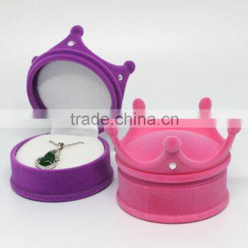 Luxury plastic flocking crown jewelry packaging box