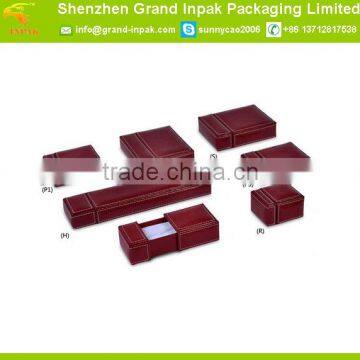 Stylish leather jewelry set storage gift packaging box with velvet inside for ring/earring/bracelet/necklace