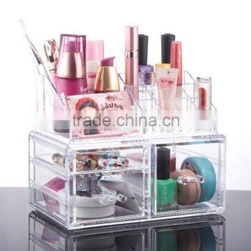 Promotional acrylic cosmetic makeup and jewelry storage case display