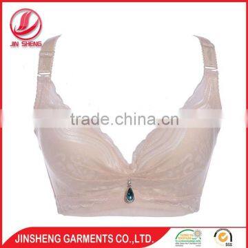 Wholesale cheap price deep V-shape mesh lace bra nude bra for women