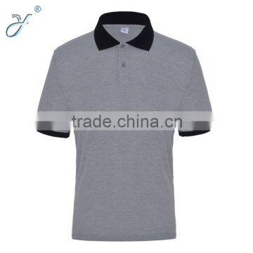 Gray Casual Short Sleeve T Shirt with Black Polo Collar