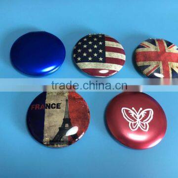 Fashion Round Compact Mirror 7cm pu Leather Pocket Mirror Travel Double Side Cosmetic Mirror photo-2