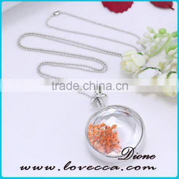 Silver Color Plating Glass Dried Flower Necklace photo-5