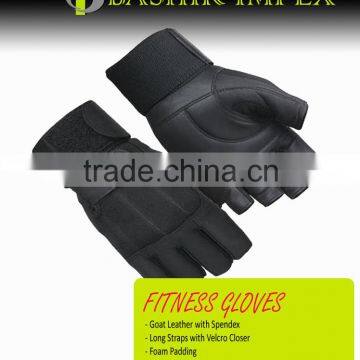 BLACK BODYBUILDING FITNESS GLOVES, WORKOUT GLOVES, LEATHER GLOVES