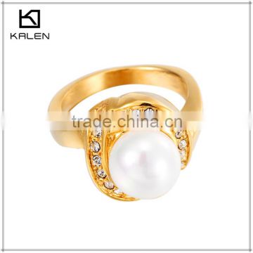 High quality stainless pearl gold ring designs for men