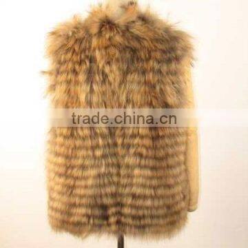 Real Knitted Raccoon Fur Vest Natural Color Fashion Design