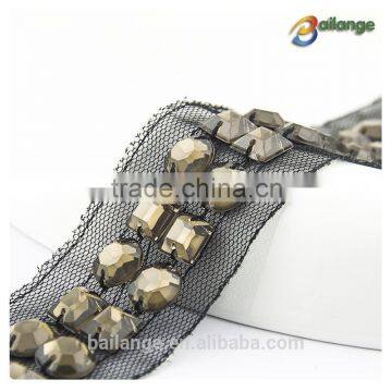 high quality fashion beautiful handmade pearl diamond mesh trim mesh trimming