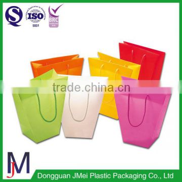 Biodegradable long lift-span pantone color printing kraft paper bag/custom printed paper bags no minimum shopping plastic bag