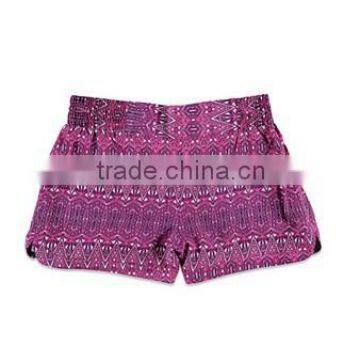 2015 Summer designer Elastic Waistband Abstract Print 100% Rayon Girls Shorts