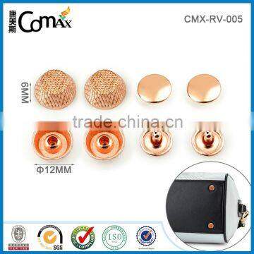 Rose gold fashion decorative double sided metal rivet